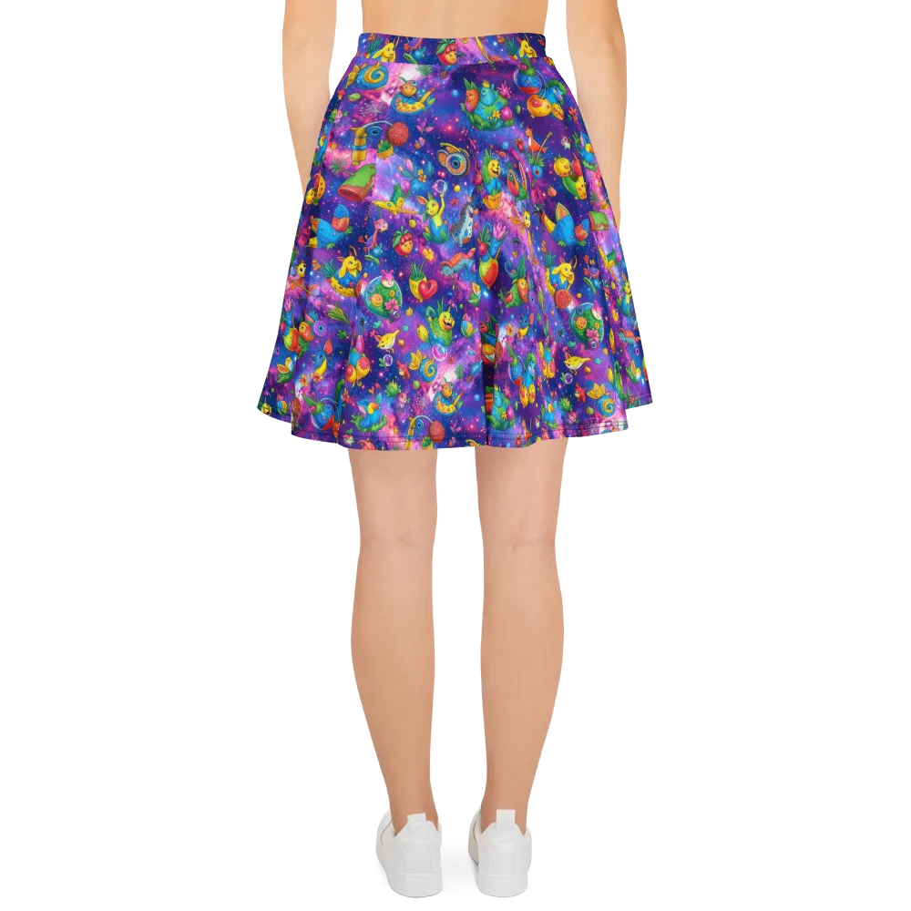 Cosmic Garden Critters on Skater Skirt — Back