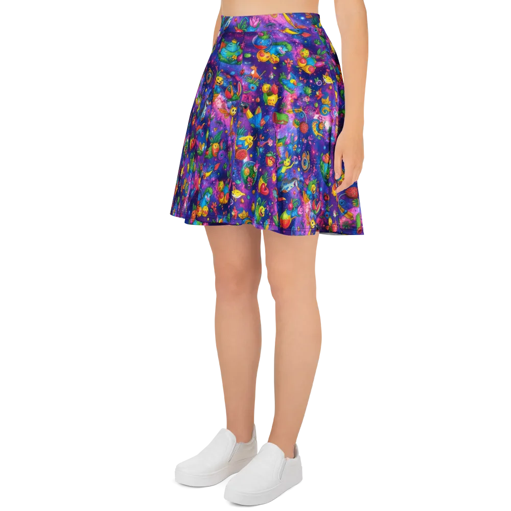 Cosmic Garden Critters on Skater Skirt — Left