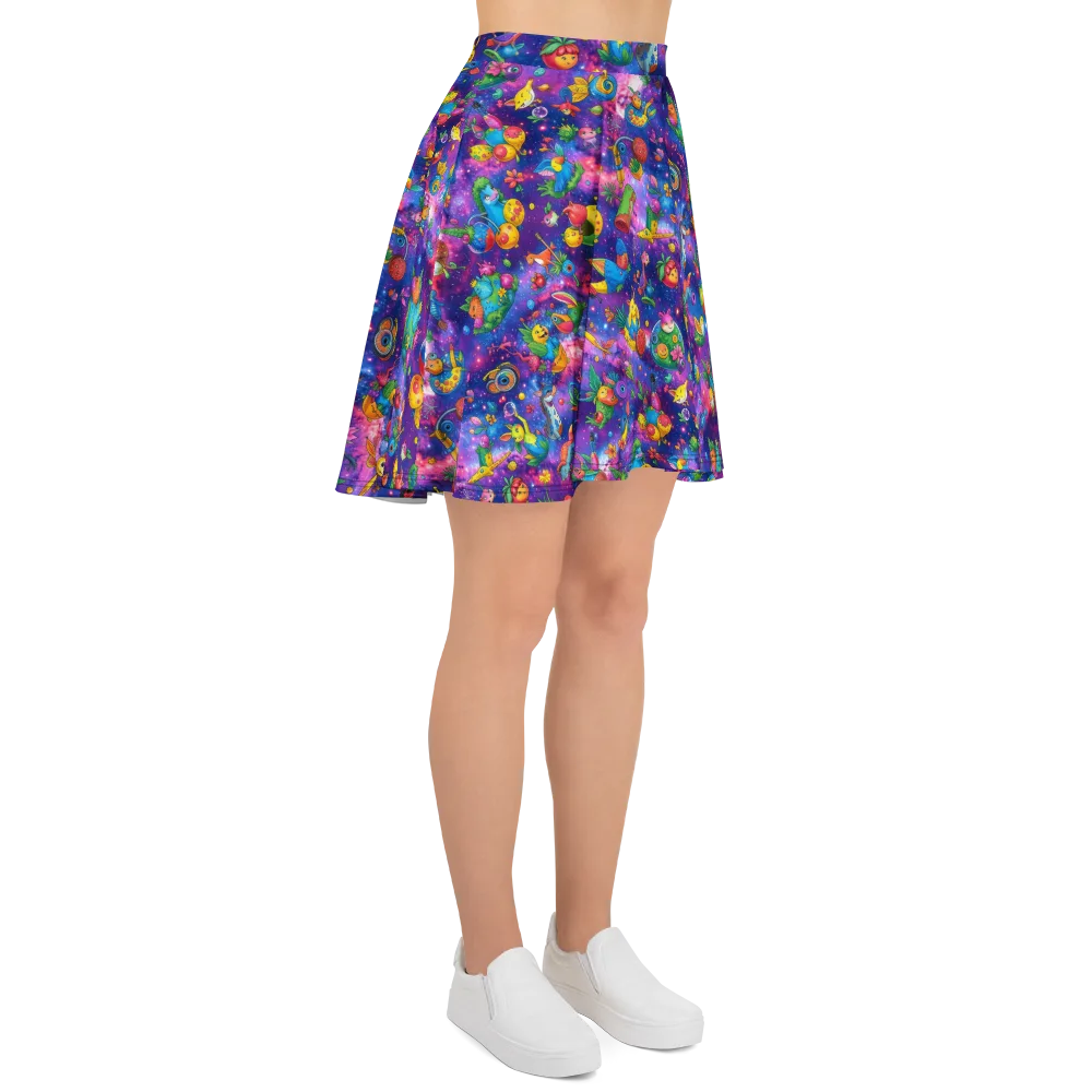 Cosmic Garden Critters on Skater Skirt — Right