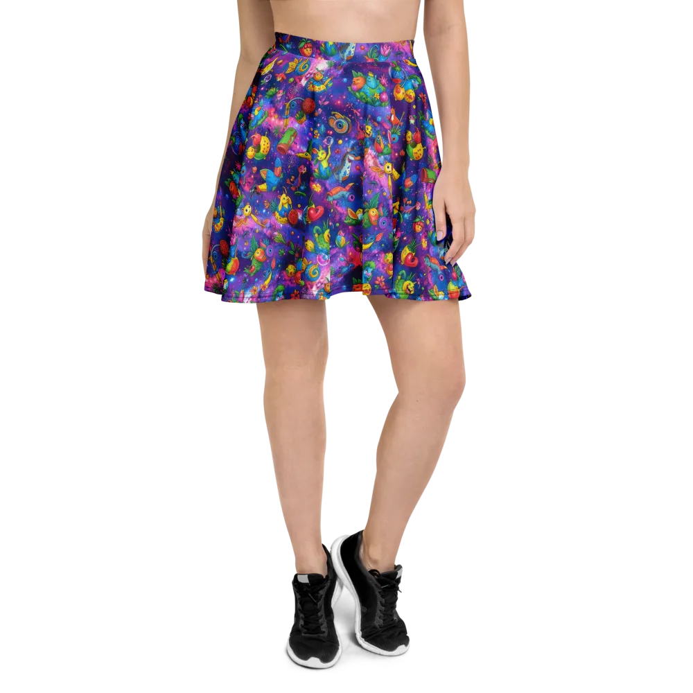 Cosmic Garden Critters on Skater Skirt — Front