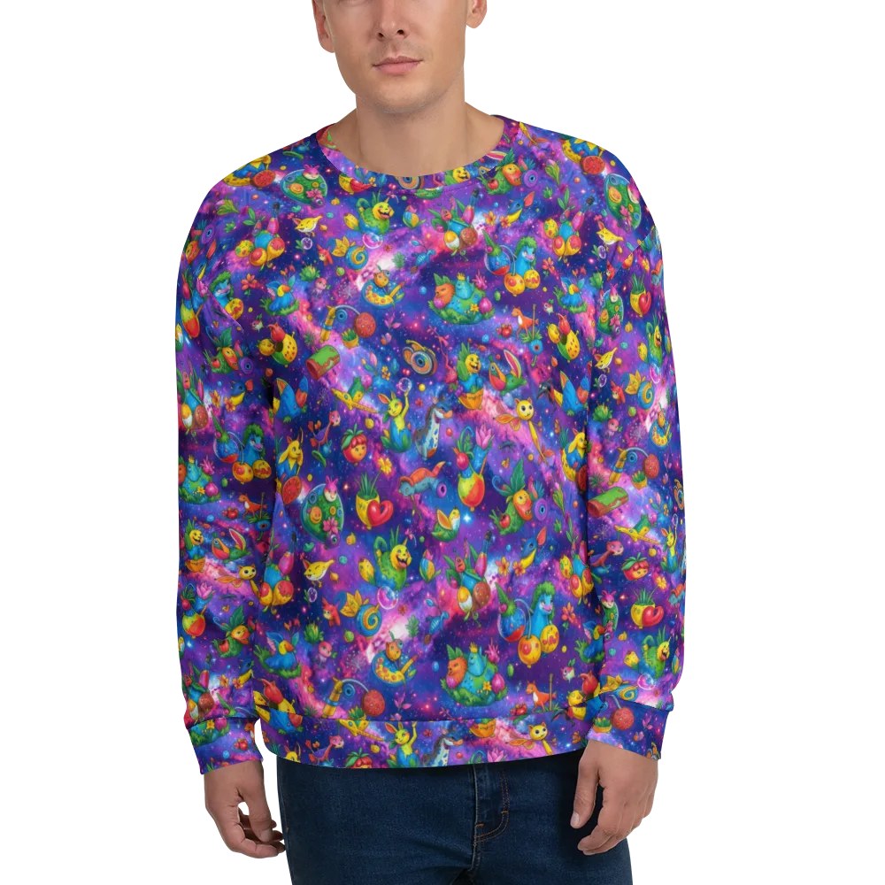 Cosmic Garden Critters on Sweatshirt — Front