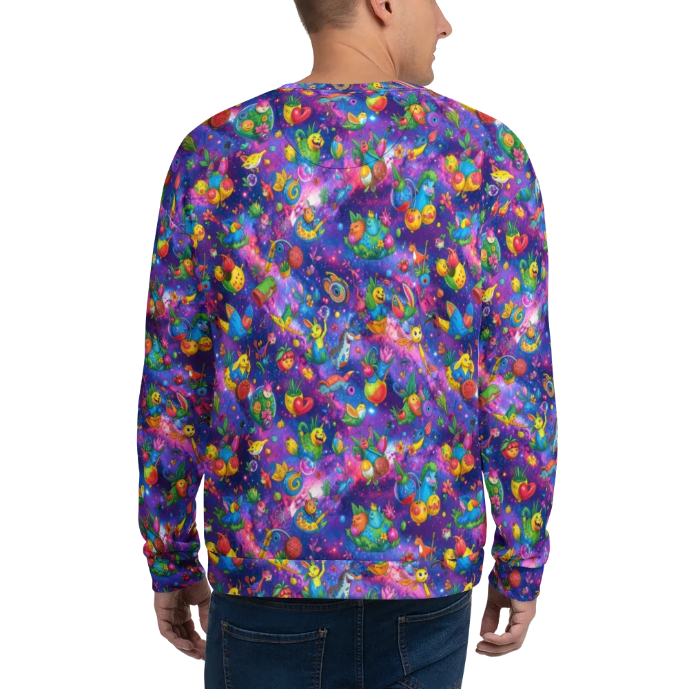 Cosmic Garden Critters on Sweatshirt — Back
