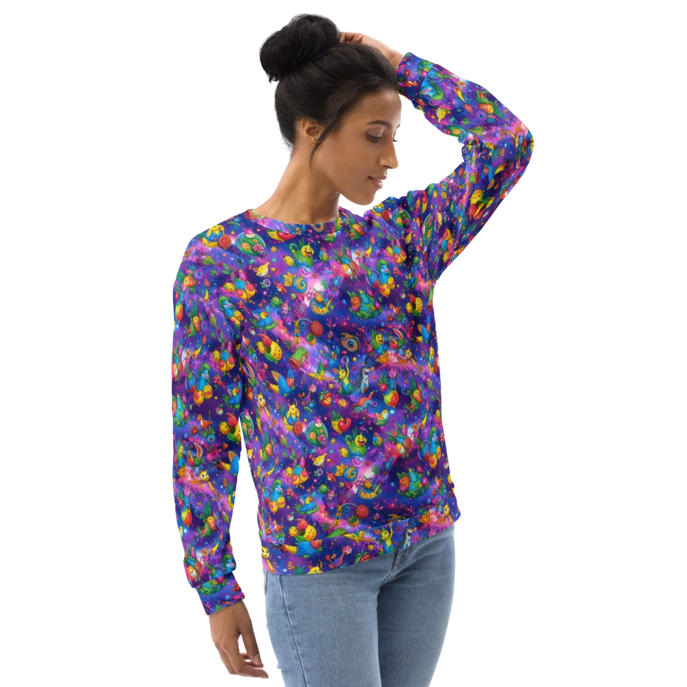 Cosmic Garden Critters on Sweatshirt — Right Front