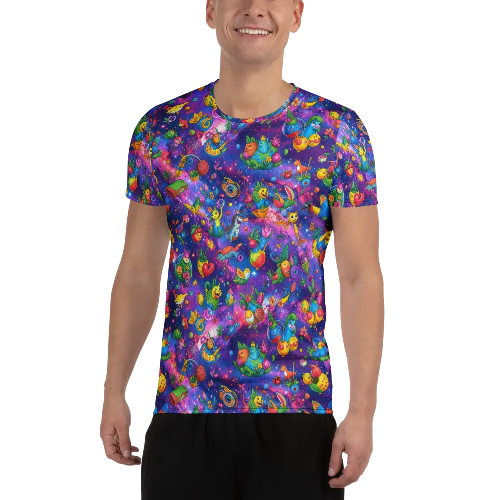 Cosmic Garden Critters on Men's Athletic T-Shirt — Front
