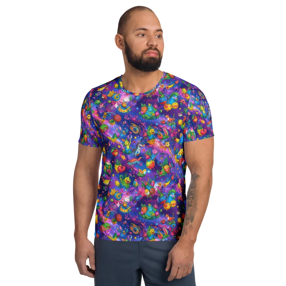 Cosmic Garden Critters on Men's Athletic T-Shirt — Front