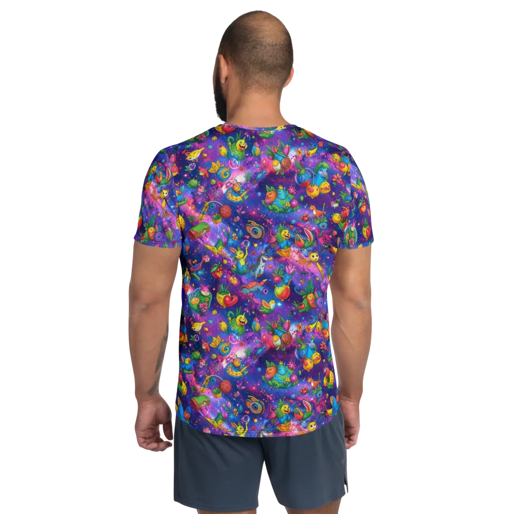Cosmic Garden Critters on Men's Athletic T-Shirt — Back