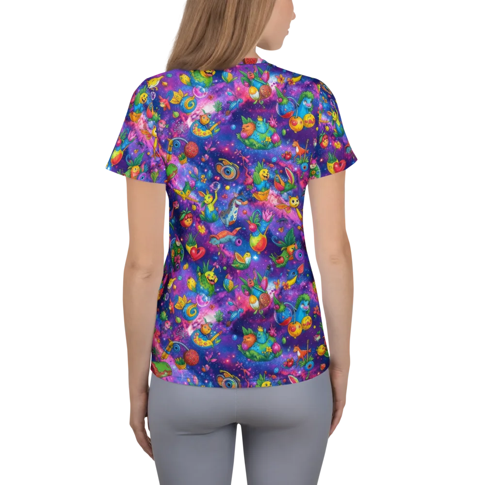 Cosmic Garden Critters on Women's Athletic T-Shirt — Back