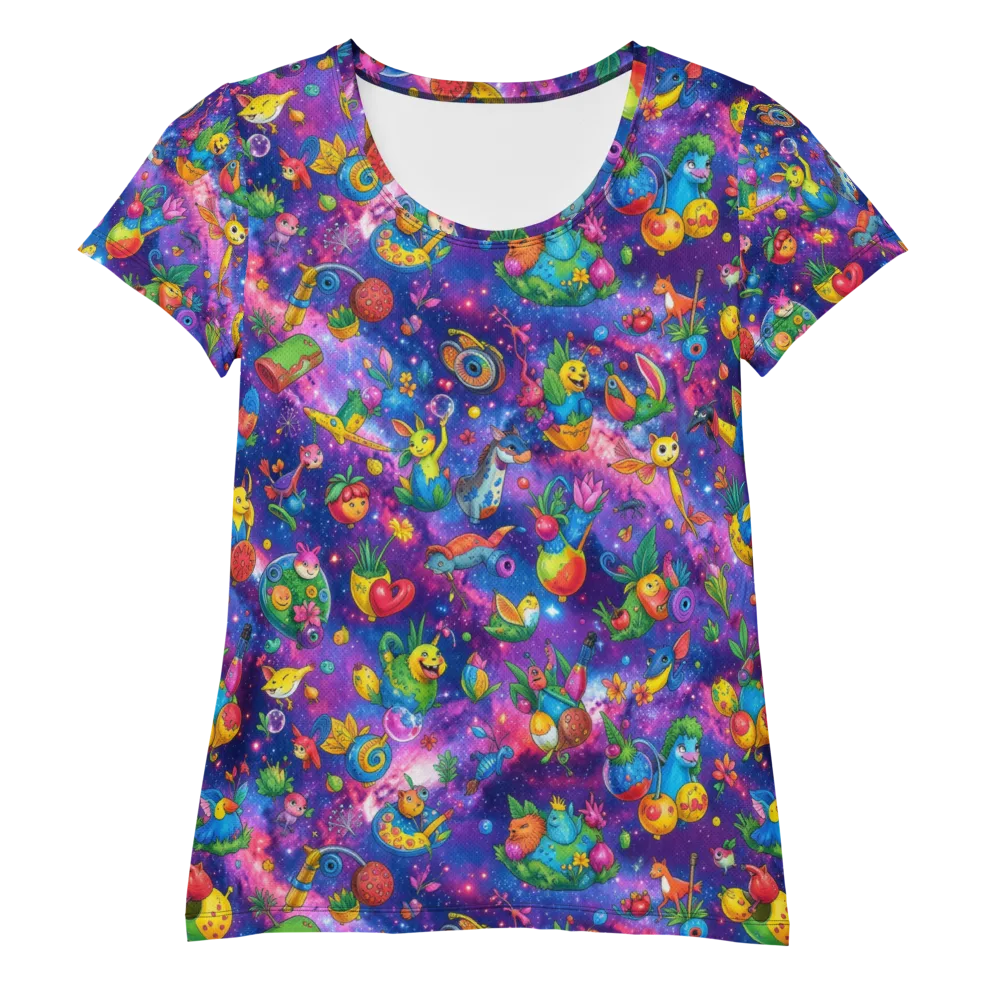 Cosmic Garden Critters on Women's Athletic T-Shirt — Front