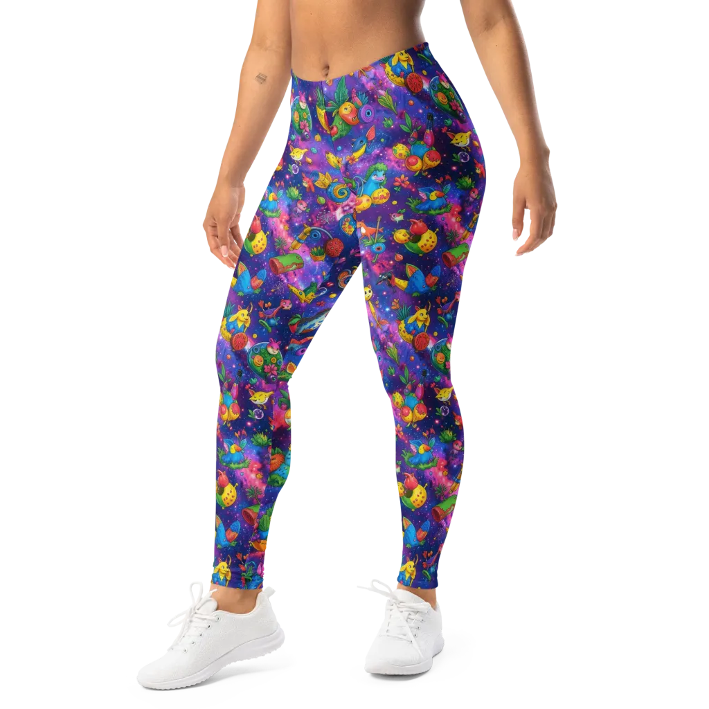 Cosmic Garden Critters on Leggings — Left Front