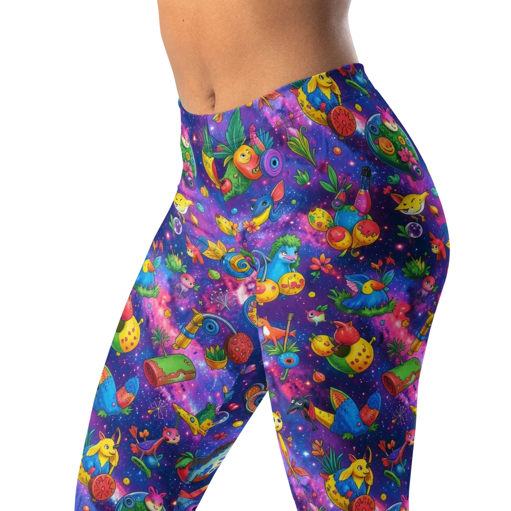 Cosmic Garden Critters on Leggings — Left Front
