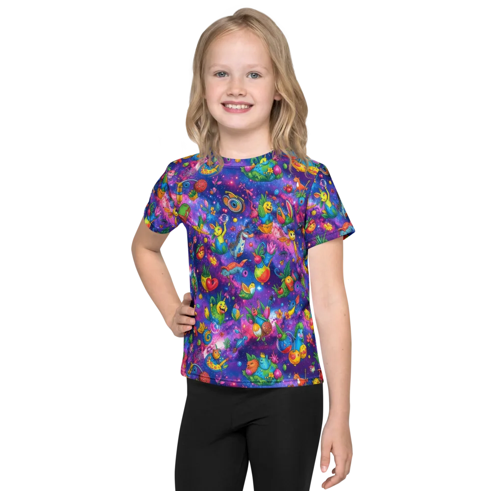 Cosmic Garden Critters on Kids Crew Neck T-Shirt — Front