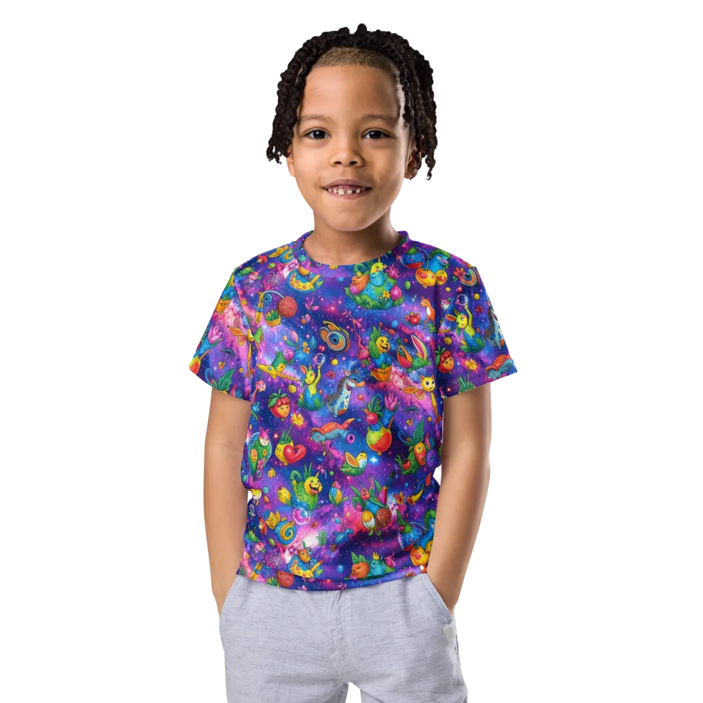 Cosmic Garden Critters on Kids Crew Neck T-Shirt — Front
