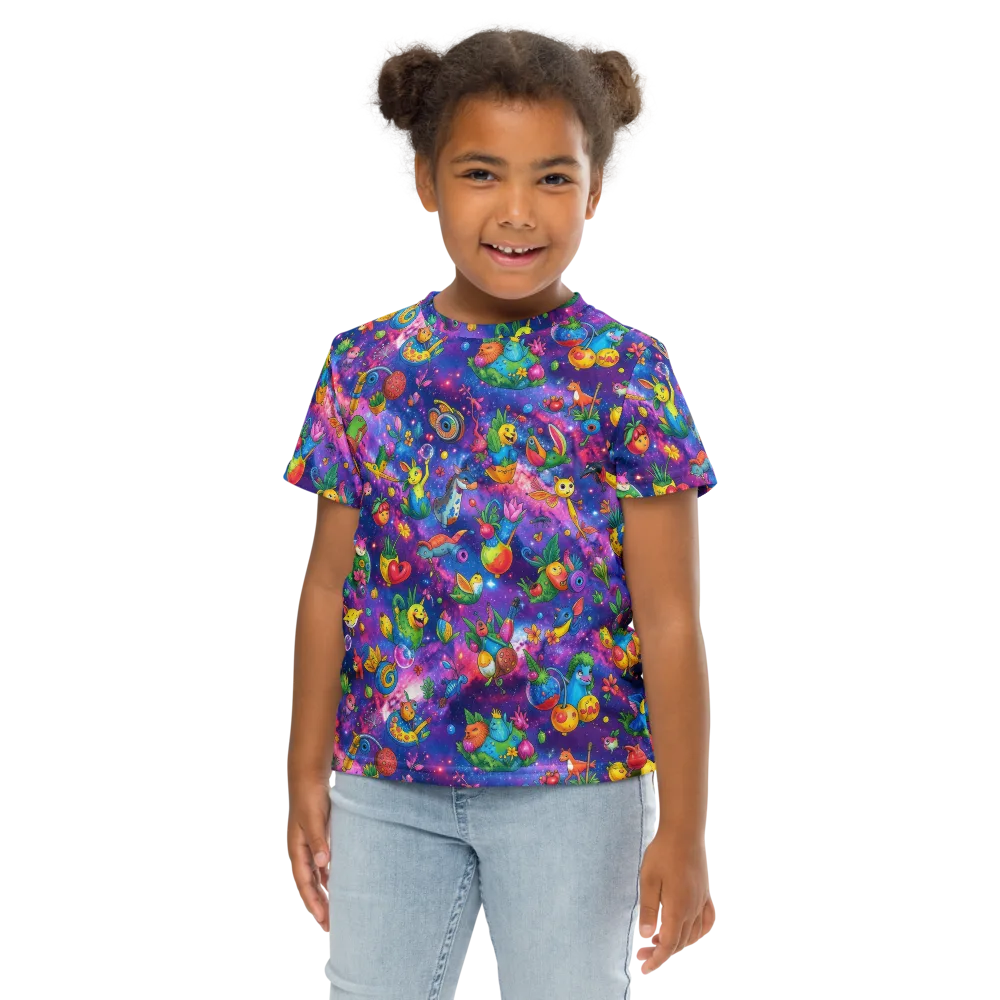 Cosmic Garden Critters on Kids Crew Neck T-Shirt — Front