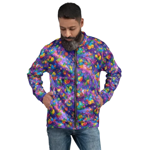 Cosmic Garden Critters on a Bomber Jacket