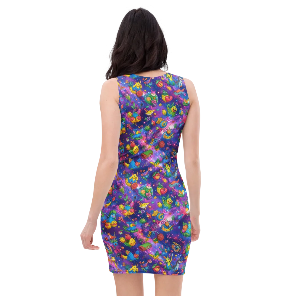 Cosmic Garden Critters on Bodycon Dress — Back