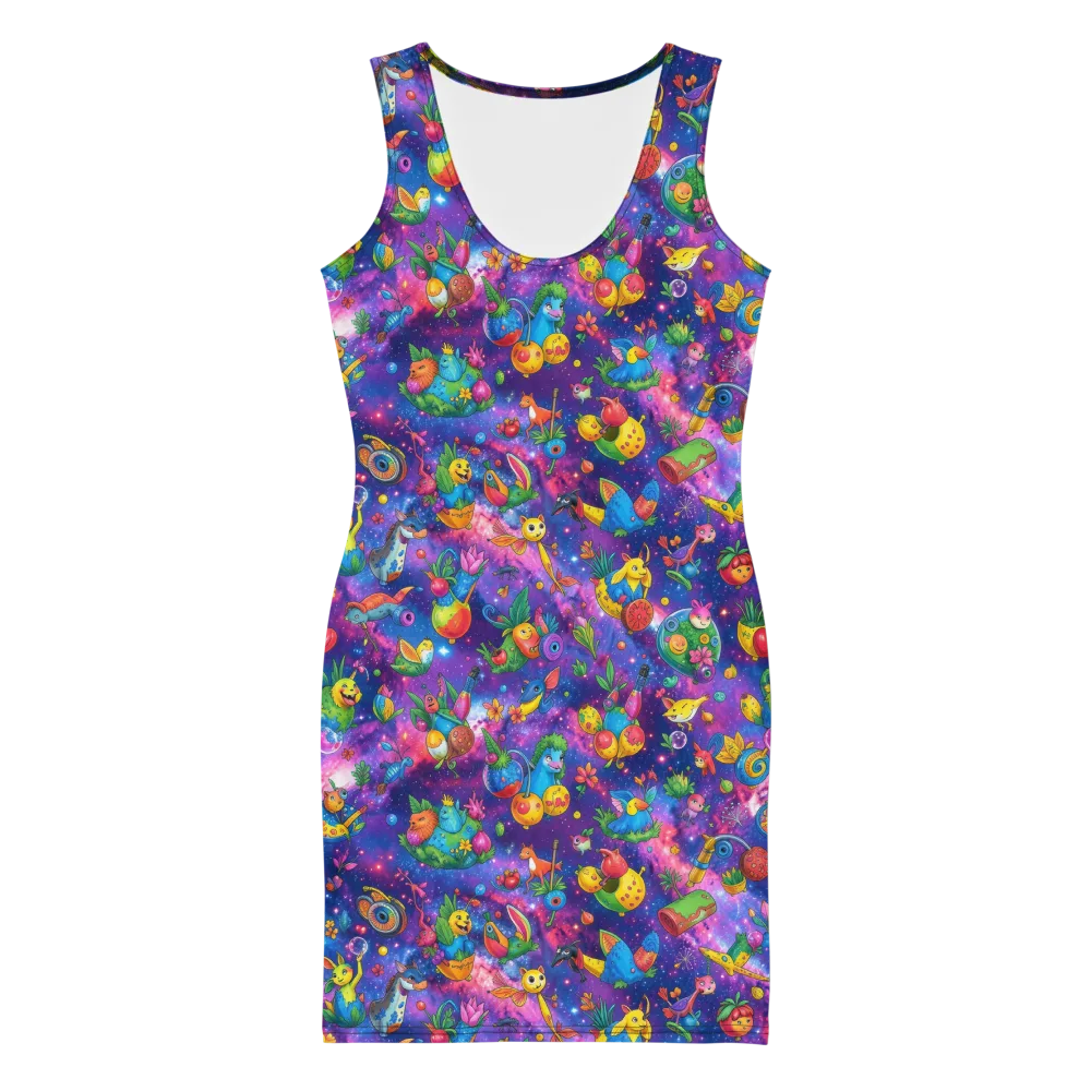 Cosmic Garden Critters on Bodycon Dress — Front