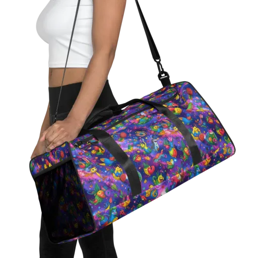 Cosmic Garden Critters on a Duffle Bag