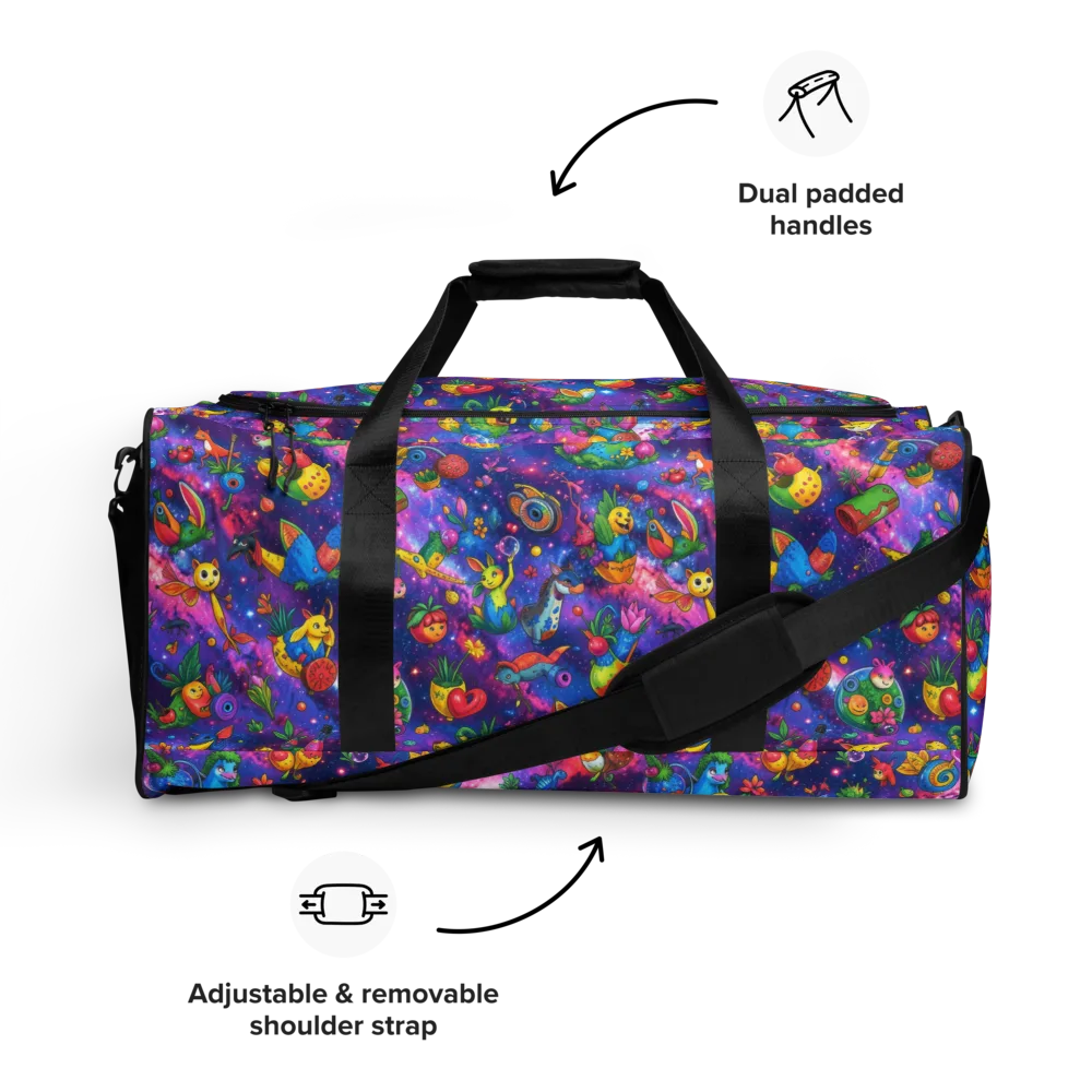 Cosmic Garden Critters on Duffle Bag — Front