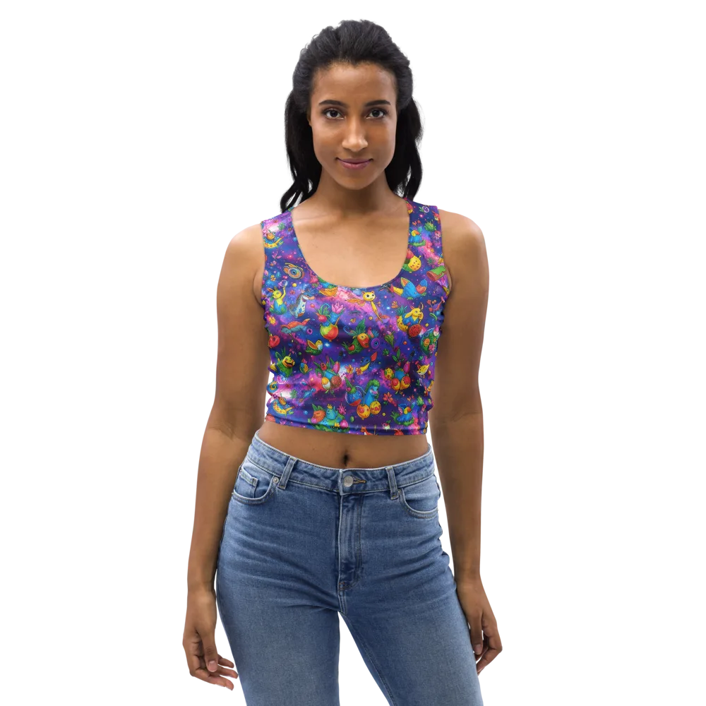 Cosmic Garden Critters on Crop Top — Front