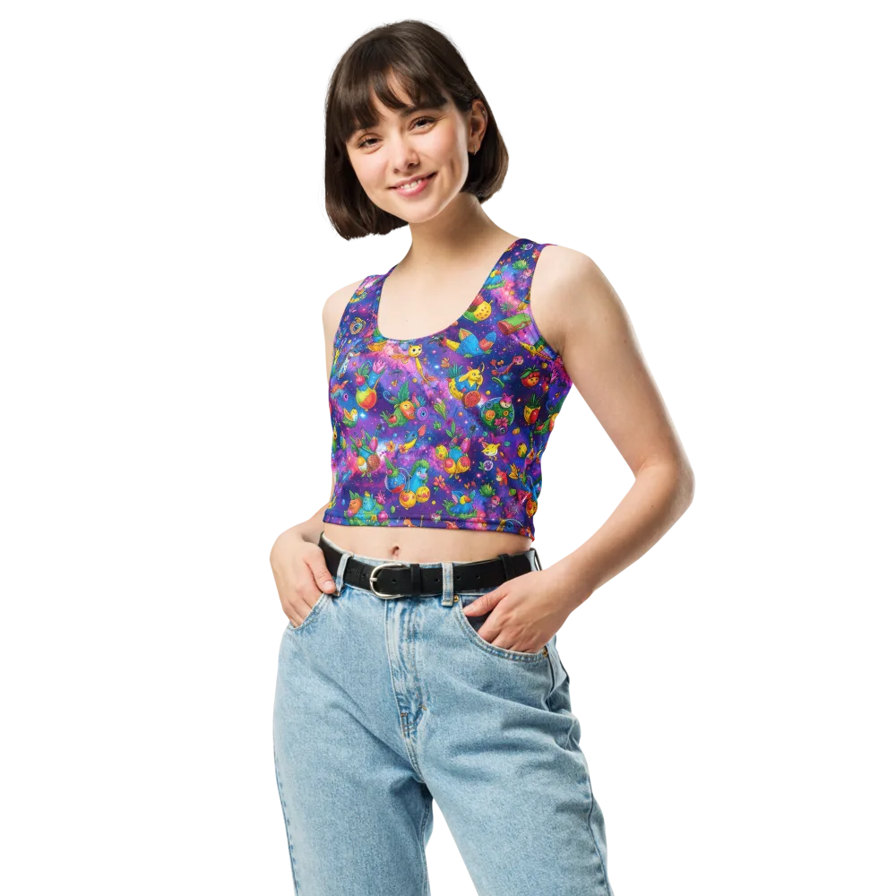 Cosmic Garden Critters on Crop Top — Front