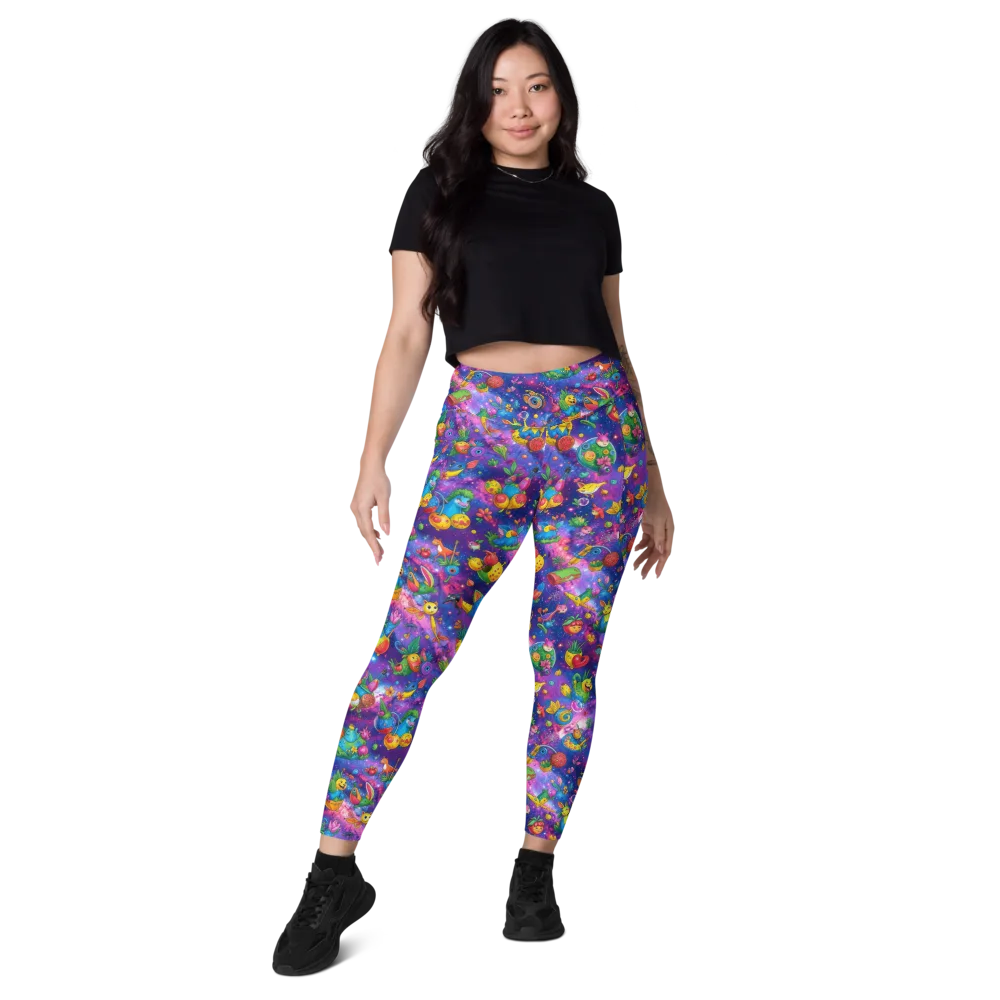 Cosmic Garden Critters on Leggings with Pockets — Front