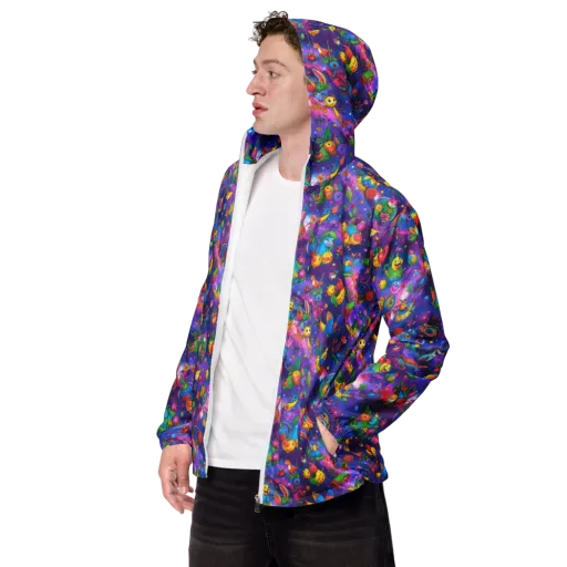 Cosmic Garden Critters on a Men's Windbreaker