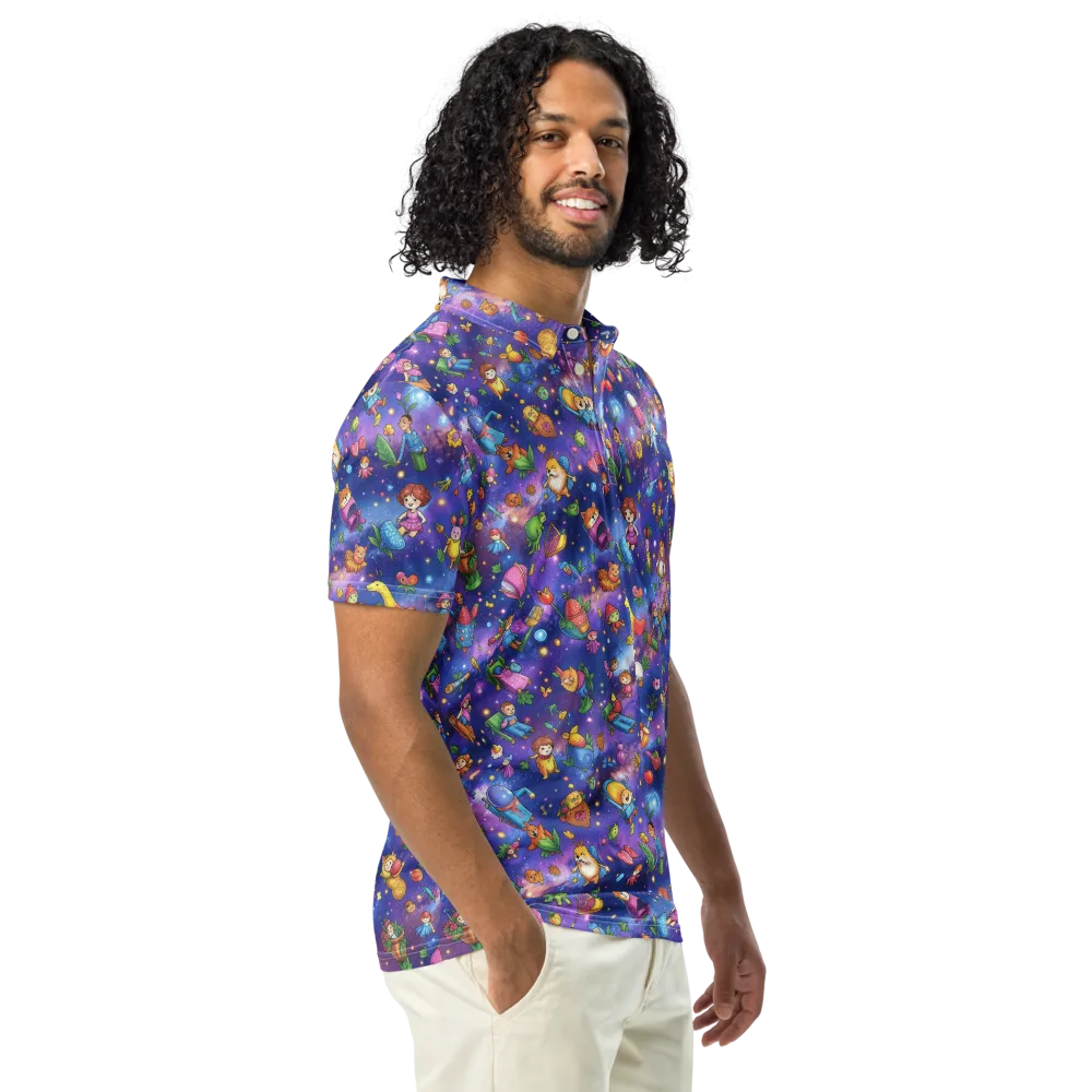 Starry Wonder on Men's Slim Fit Polo Shirt — Right Front