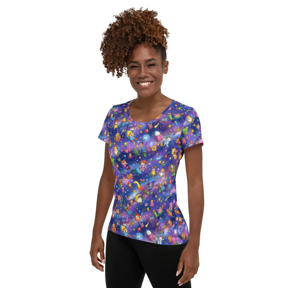 Starry Wonder on Women's Athletic T-Shirt — Left