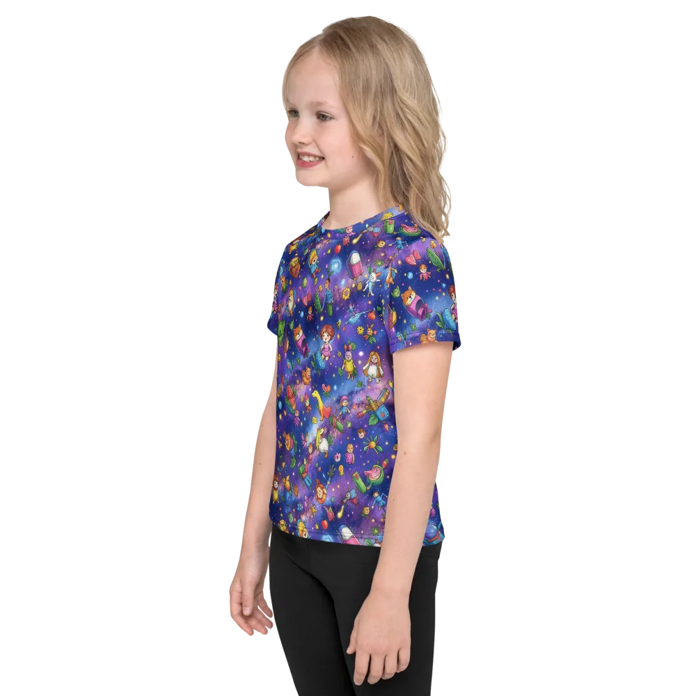 Starry Wonder on Kids Crew Neck T-Shirt — Left