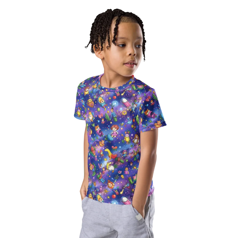 Starry Wonder on Kids Crew Neck T-Shirt — Left Front