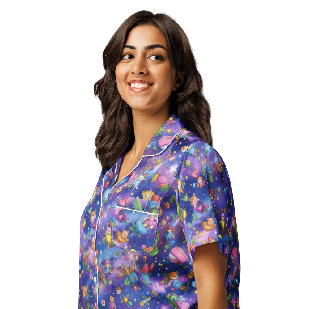 Starry Wonder on Women's Short Sleeve Pajama Top — Left Front