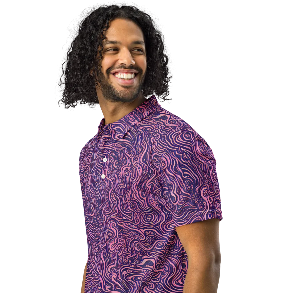 Ethereal Etch on Men's Slim Fit Polo Shirt — Left Front