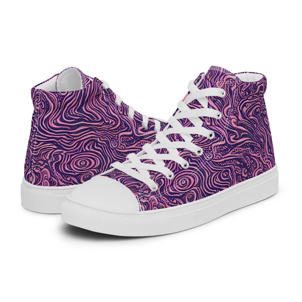 Ethereal Etch on Men's High Top Canvas Shoes — Left