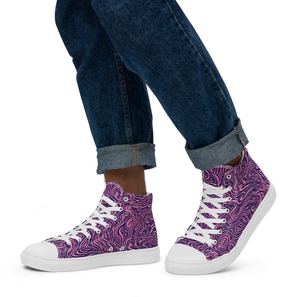 Ethereal Etch on Men's High Top Canvas Shoes — Left