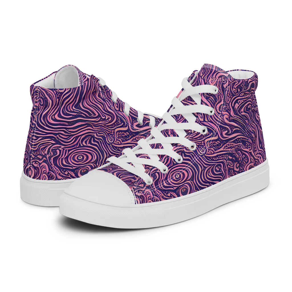 Ethereal Etch on Women's High Top Canvas Shoes — Left