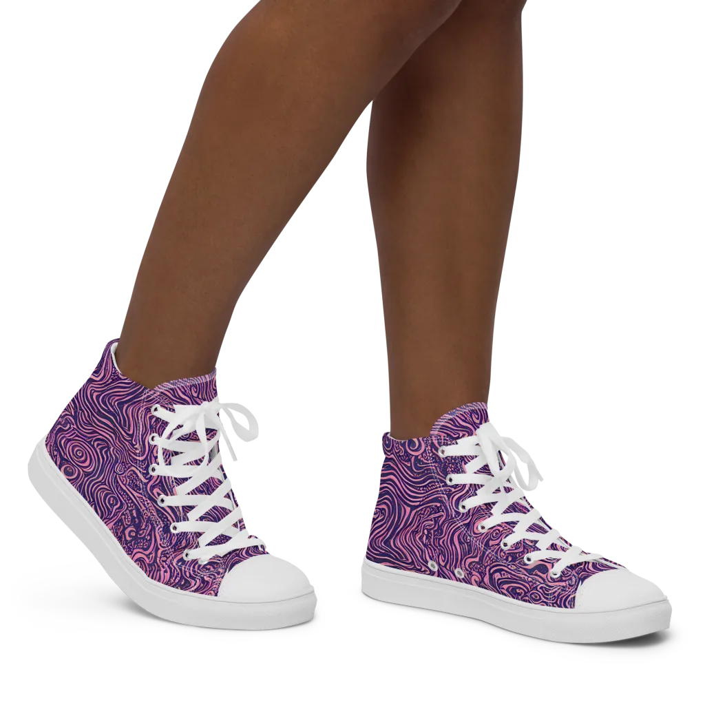 Ethereal Etch on Women's High Top Canvas Shoes — Right