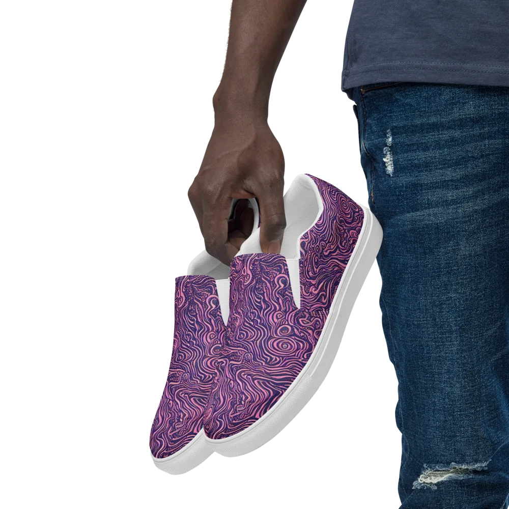 Ethereal Etch on Men's Slip-On Canvas Shoes — Left Front