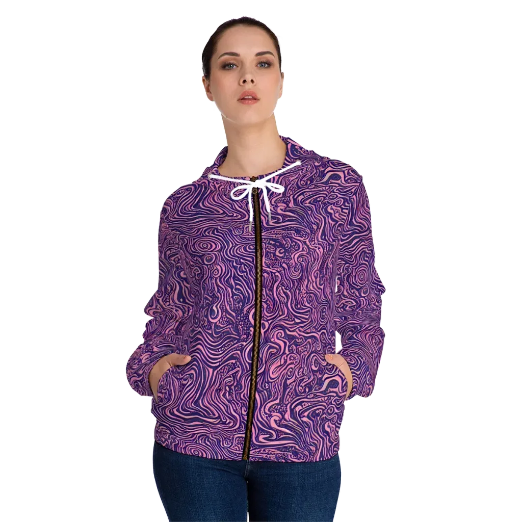 Ethereal Etch on Women's Full-Zip Hoodie — Front On Person