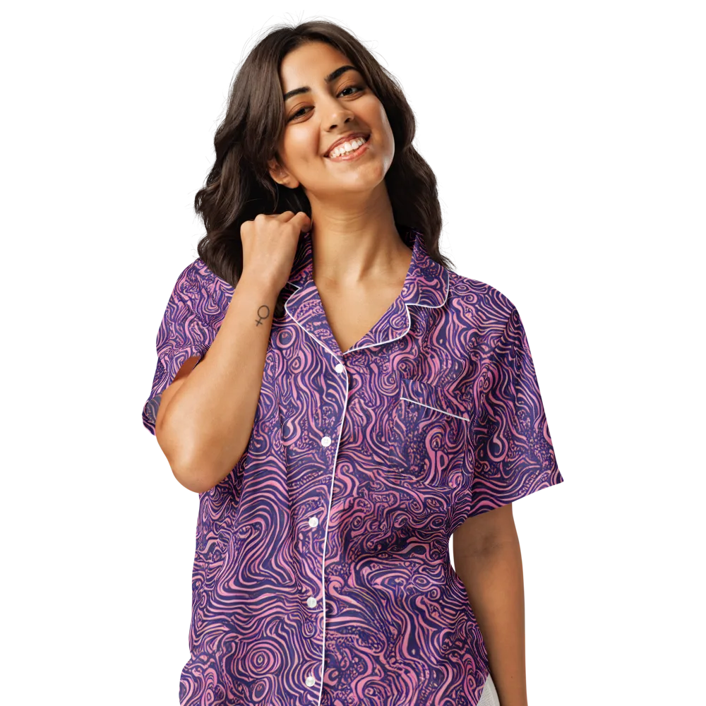 Ethereal Etch on Women's Short Sleeve Pajama Top — Front