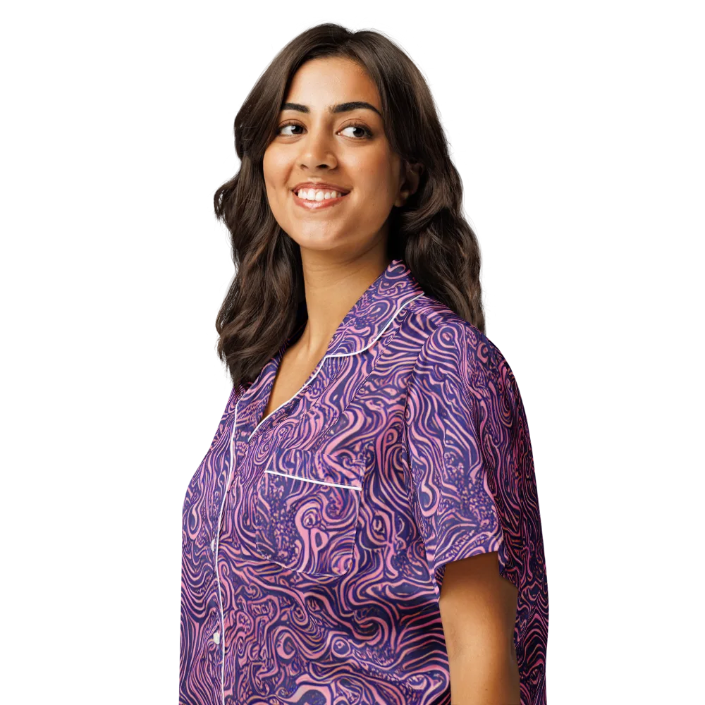 Ethereal Etch on Women's Short Sleeve Pajama Top — Left Front