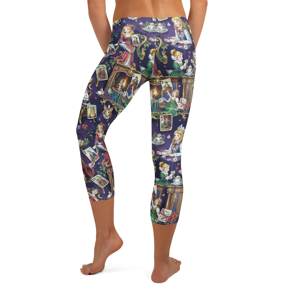 Wonderland Tableau on Capri Leggings — Back