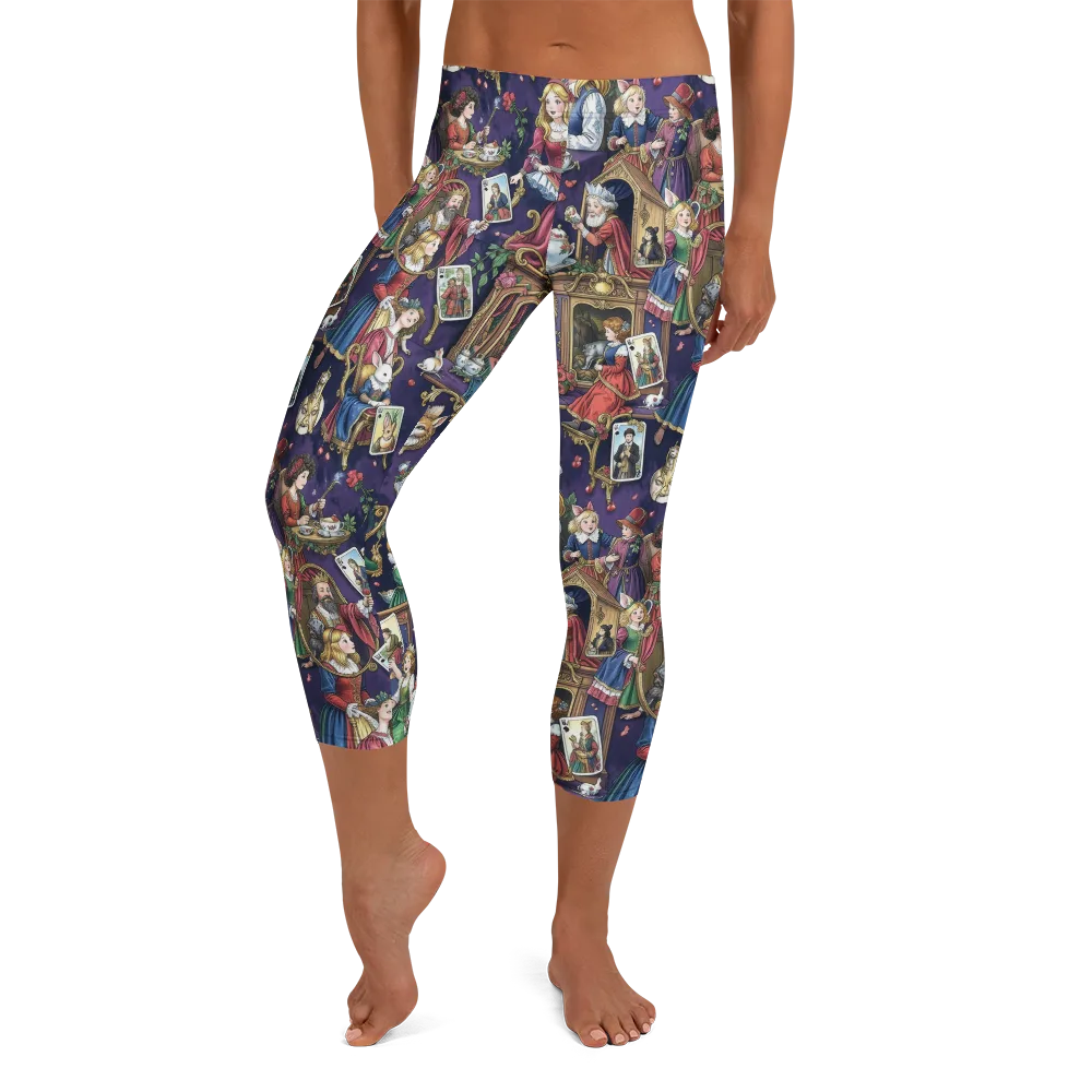 Wonderland Tableau on Capri Leggings — Front
