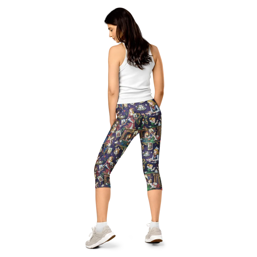 Wonderland Tableau on Capri Leggings — Back