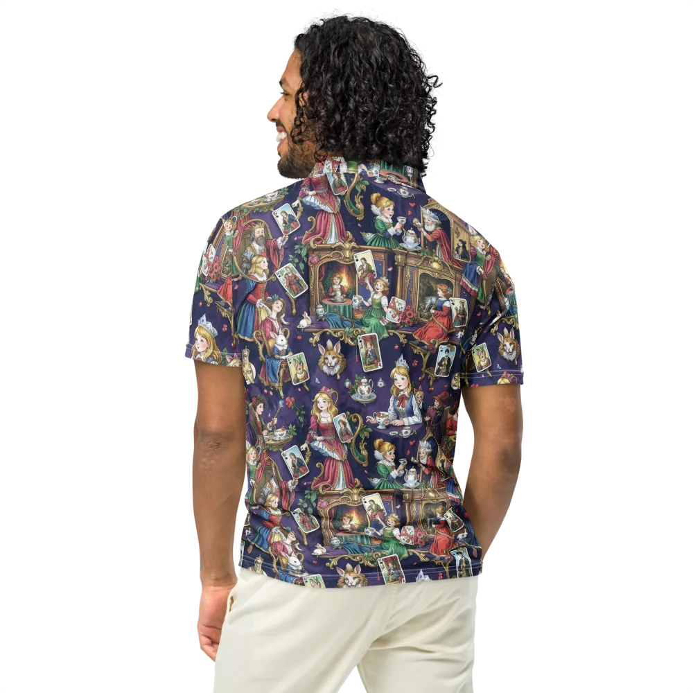 Wonderland Tableau on Men's Slim Fit Polo Shirt — Back