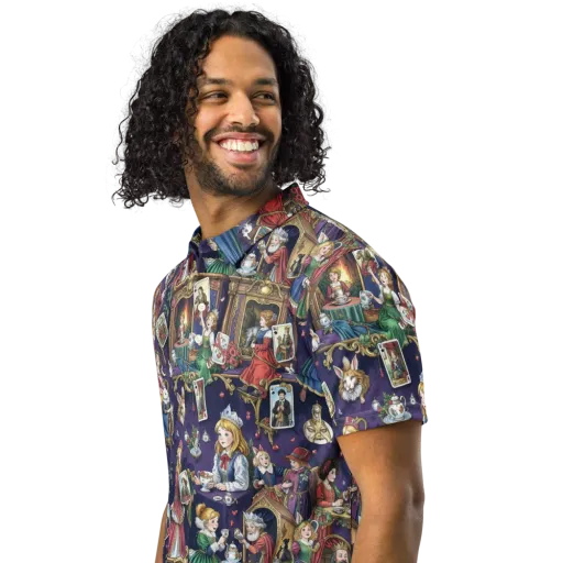 Wonderland Tableau on a Men's Slim Fit Polo Shirt