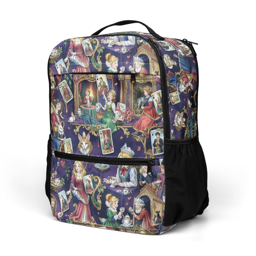 Wonderland Tableau on Utility Backpack — Left Front