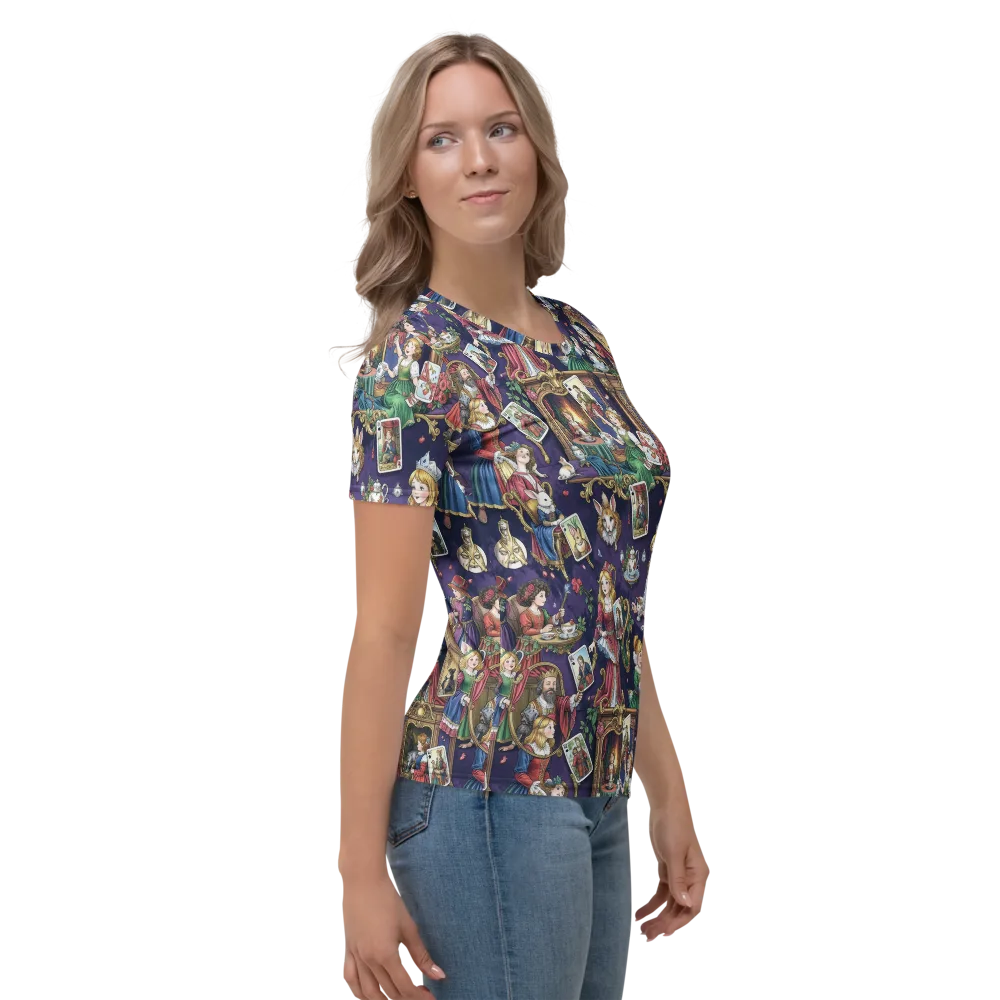 Wonderland Tableau on Women's Crew Neck T-Shirt — Right