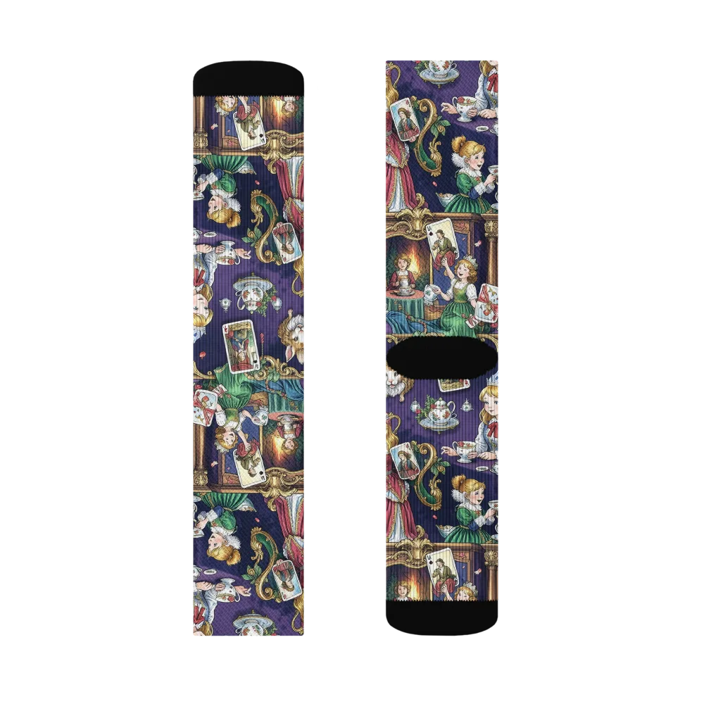 Wonderland Tableau on Socks — Right Sock