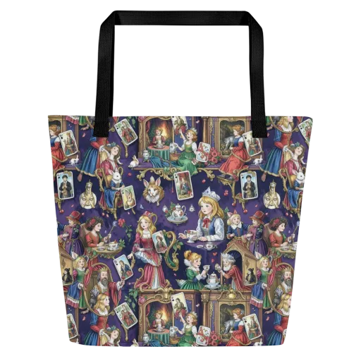 Wonderland Tableau on a Large Tote Bag W/ Pocket