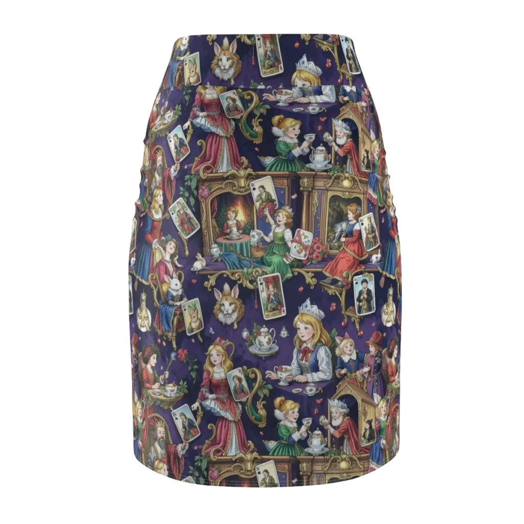 Wonderland Tableau on Pencil Skirt — Back
